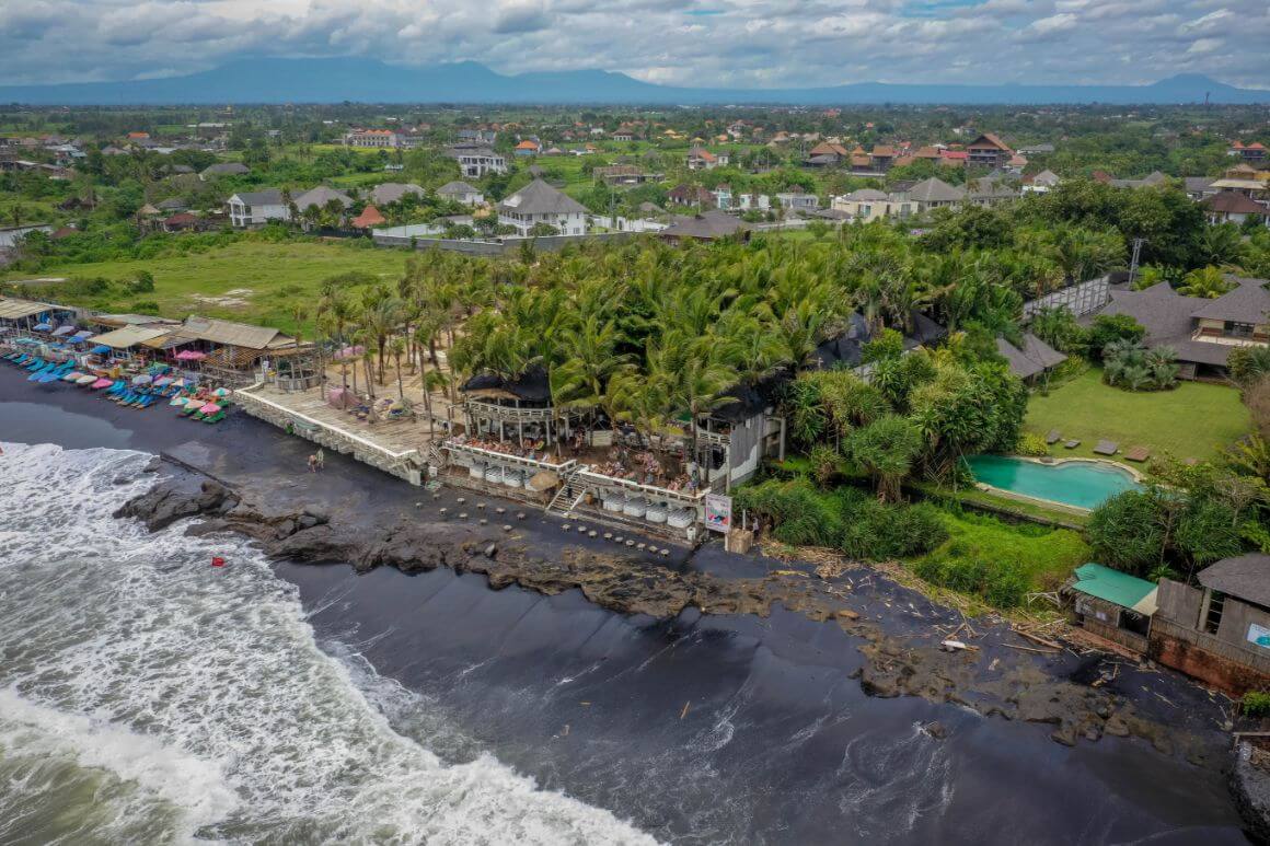 Aerial view of Canggu coastline